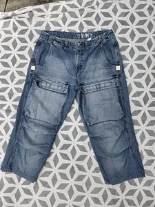 Fat Face Men’s Denim 3/4 Cargo Shorts Cropped Jeans W32 Blue Utility Style - Picture 1 of 10