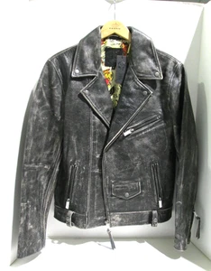 Ed Hardy Distressed Perfecto Leather Biker Motorcycle Jacket NEW WITH TAGS MED - Picture 1 of 5