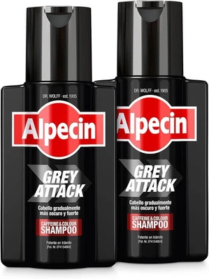 New Alpecin Grey Attack Caffeine & Colour Shampoo for Men 2x 200ml - Imagen 1 de 3