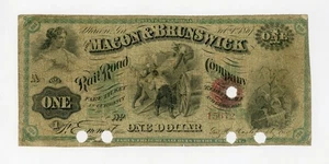 1867 $1 The Macon & Brunswick Rail Road Company - GEORGIA "Fare Ticket" Note - Picture 1 of 2