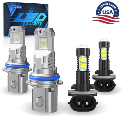 LED Headlight Hi/Lo + Fog Lamp Bulbs Combo Bright White For Saturn Ion 2004-2007 - Image 1 of 4