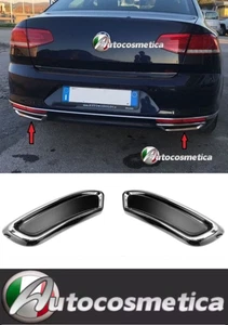 2 PLACCHE CROMATE TERMINALI ACCIAIO SOLO ESTETICA PARAURTI VW PASSAT B8 14-18 - Imagen 1 de 4