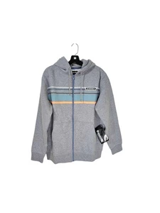 Chaqueta con Capucha Hooey Horizon Para Hombre Cremallera Completa Gris Jaspeado Rayas Mediana Nueva con Etiquetas - Imagen 1 de 13