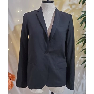 Blazer de lana Helmut Lang con un botón traje chaqueta para mujer talla 4 negro oficina carrera Foto 1 de 4