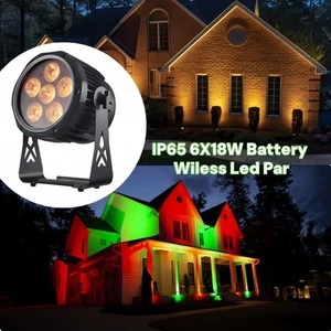 IP65 Outdoor Wireless Battery Par RGBWAUV 6in1 Dj led stage effect light 6X18W - Picture 1 of 12