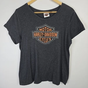Harley-Davidson Shirt Womens 3XL Gray Rhinestone Bar Shield American NY 2012 Tee - Picture 1 of 7