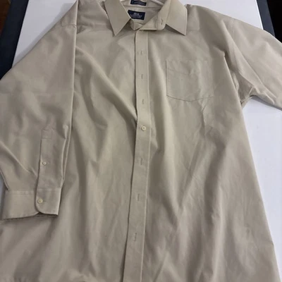 Stafford Shirt Men 19 /35 Beige Wrinkle Free Button Up Dress Shirt - Image 1 of 4