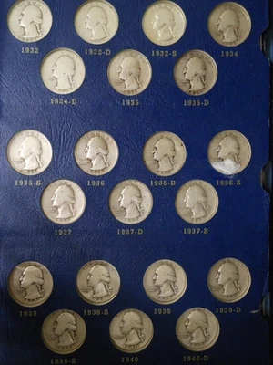 1932 D&S 1964 COMPLETE SET WASHINGTON 90% SILVER QUARTERS COLLECTION ALBUM - Image 1 of 4