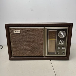 Sony Tabletop Radio AM/FM 1970s ICF-9550W High Fidelity Woodgrain Lights Tested - Picture 1 of 14