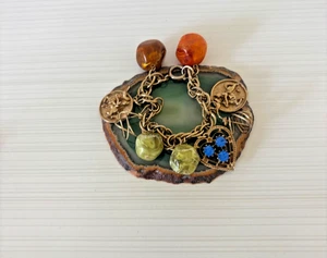 VINTAGE GROBES GOLDFARBENES PERLEN & STRASS BETTELARMBAND MCM - Bild 1 von 17