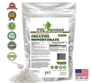 Creatine Monohydrate 500g (18OZ) , Micronized Pure Powder 100Serving - Picture 1 of 6