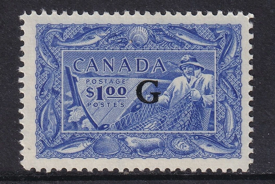 CANADA NO O27 $1.00 FISHERMAN "G" OFFICIAL, XF MINT NH (W12) - Image 1 of 1