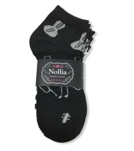 Calcetines Nollia para mujer tema musical corte bajo talla 9-11 (6 pares/paquete) negro blanco surtido - Imagen 1 de 11
