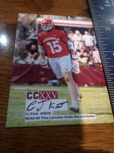 CJ Kirst Signed Card  for Goal #225.  All Time Leading Goal Scorer.  Tewaaraton. - Picture 1 of 11