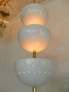 Stilnovo Style Pendant of Three Stacked Perforated Cups and Brass Spike Handmade - Picture 1 of 6