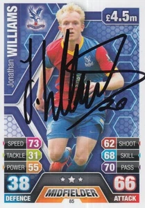 JONATHAN WILLIAMS HAND SIGNED CRYSTAL PALACE 13/14 MATCH ATTAX CARD 2013/2014 1. - Imagen 1 de 1