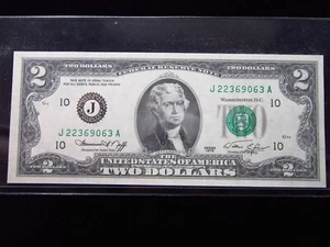 USA 2 $ 1976 J Kansas City J22369063A Jefferson Federal Reserve Schein Geld - Bild 1 von 3