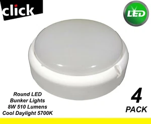 4 x LED Mini Outdoor Bunker Lights White Round 8W Cool Daylight 5700K 560 Lumens - Picture 1 of 9