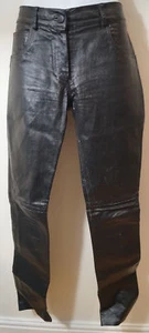 JITROIS Black & White Lambskin Leather Splatter Print Trousers Pants Sz40 UK12 - Picture 1 of 6