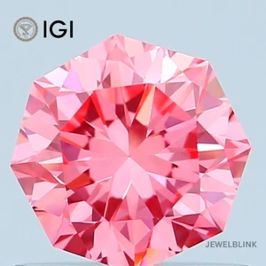 IGI Certified 0.75 Carat Fancy Vivid Pink VVS2 Octagon Cut CVD Lab Grown Diamond - Picture 1 of 18