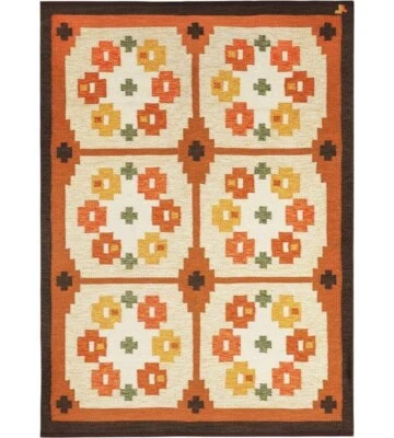 Alfombra kilim sueca 8X10 inspirada en Marianne Richter alfombra kilim vintage para sala de estar Foto 1 de 4