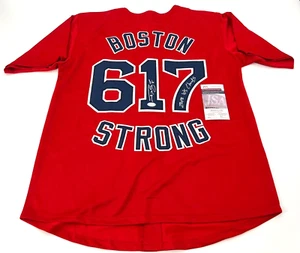 BOSTON STRONG JONNY GOMES AUTOGRAPHED STITCHED JERSEY JSA WITNESS COA W/INSC - Picture 1 of 3