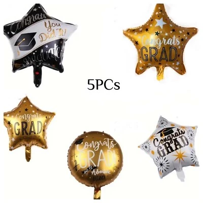 Globos de graduación Congrats Grad de 5 piezas, dorados, plateados, negros Foto 1 de 4