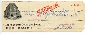 1926 JEFFERSON - GRAVOIS BANK OF St. LOUIS, CHECK PAID - Imagen 1 de 2