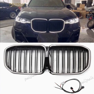 LED Gloss Black Double Slat Car Front Kidney Grill Fits For BMW X7 G07 2019-2022 - Picture 1 of 9
