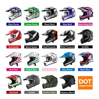 DOT Casco Juvenil Niños Motocicleta Cara Completa Offroad Dirt Bike ATV S M L XL Foto 1 de 4