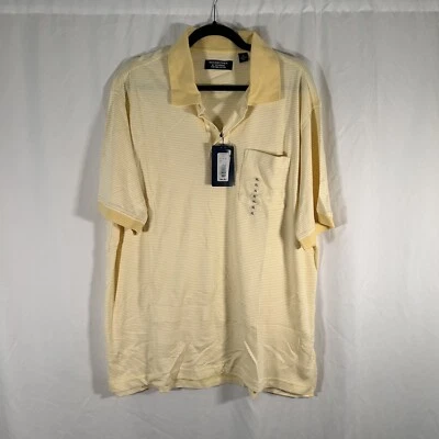 Nuevo Polo Roundtree Yorke Para Hombre XL Amarillo Rayas Manga Corta Algodón Pima Foto 1 de 4