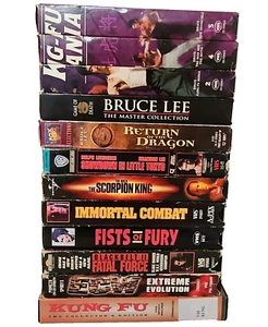 Martial Arts VHS Lot of 13 80s 90s Movies Bruce Lee Karate Ninja Fighting Games - Picture 1 of 13