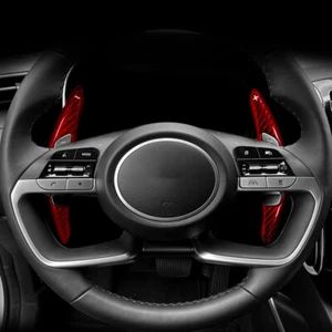 Red Real Carbon Fiber Steering Wheel Shift Paddle For Hyundai Tucson 2022-2024 - Picture 1 of 3