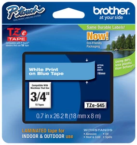 Cinta original para fabricante de etiquetas Brother TZe-545 P-touch TZe545 TZ545 TZ-545 blanca azul - Imagen 1 de 15