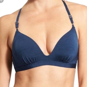 Athleta Blue Aqualuxe Molded Cup Padded Swim Bikini Top MEDIUM #213051 - Picture 1 of 2