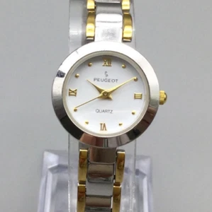 Peugeot Watch Women 22mm Silver Gold Two Tone Bracelet Band New Battery 6.5" - Picture 1 of 17