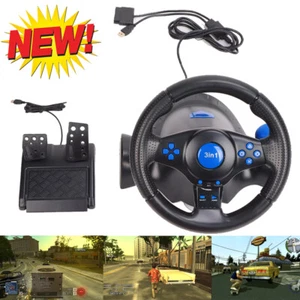 3 in 1 Game Racing Wheel 180 Degree Gaming Steering Wheel Rotation with Pedals - Picture 1 of 17