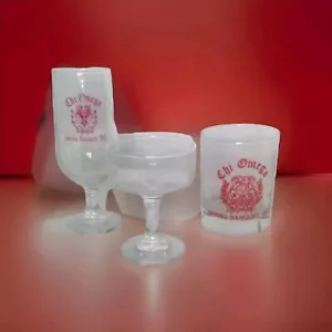 Vintage Chi Omega Bar Glasses Spring Banquet '83 '89 College Fraternity Sorority - Picture 1 of 10