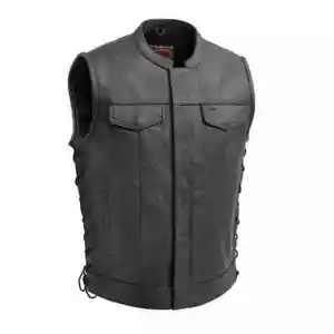 Men's Leather Motorcycle Vest FIM685CSL - SNIPER - Picture 1 of 4