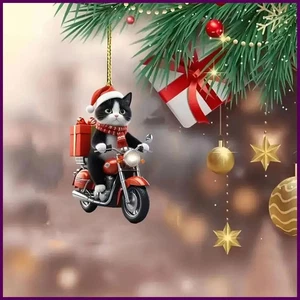 Motorrad Katze Acryl Hängedeko Weihnachtsbaum Auto 2D flach fahren - Bild 1 von 24