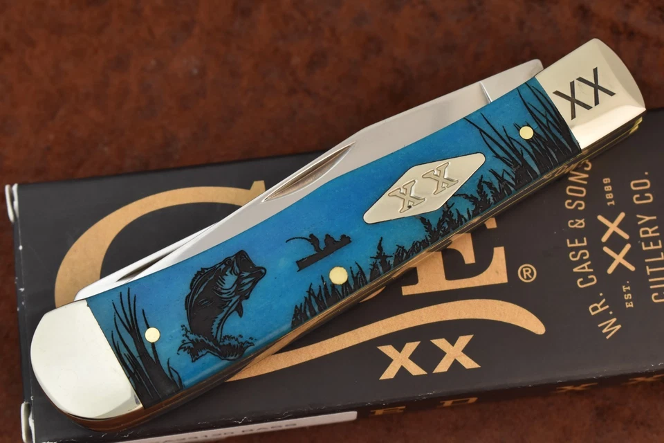 CUCHILLO TRAMPERO DE HUESOS CASE XX EE. UU. PESCA DE LUBINA LISO AZUL CARIBE 6254 SS BONITO Foto 1 de 4