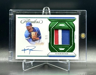 2023 Panini Flawless Kumar Rocker Emerald Rookie Patch Auto /5 Texas Rangers - Image 1 of 2