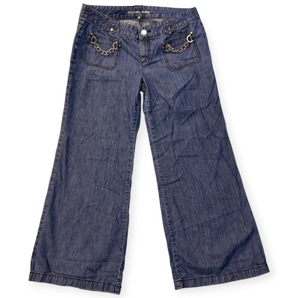 Винтажные женские брюки Michael Kors льняные широкие штанины расслабленные хиппи богемное размер 12P - Изображение 1 из 4