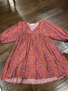 Natural Life Babydoll Tunika Kleid Damen S rosa Blumen Boho Bauern Freizeit - Bild 1 von 8