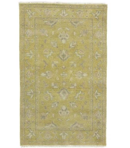 Hand-Knotted Muted Golden Floral Wool Oriental Rug Entryway Decor Carpet 2X3 ft - Picture 1 of 9
