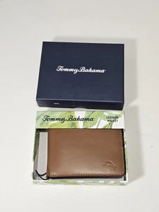 Tommy Bahama portafoglio uomo bi pieghevole pelle marrone marlin goffrato nuovo con scatola - Foto 1 di 6