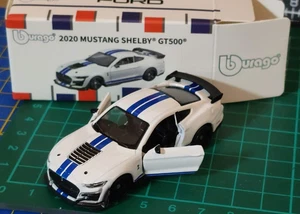 Bburago 2020 Ford Mustang Shelby GT500 Diecast Maßstab 1:64 Automodell weiß neu in - Bild 1 von 5