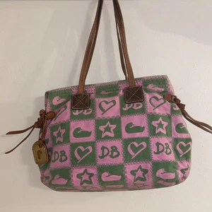 Women’s Dooney & Bourke Multicolor DB Graphic Shapes Cotton Fabric Shoulder Bag - Picture 1 of 18