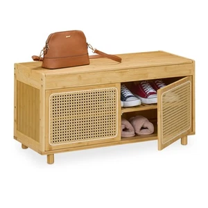 Banco zapatero Arcón almacenaje Descalzadora Mueble zapatos con asiento bambú - Imagen 1 de 8