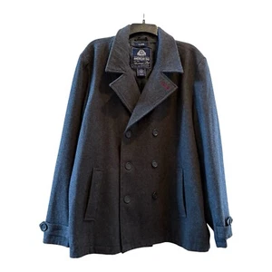 American Rag Pea Coat Mens XL Gray Charcoal Wool Blend Double Breasted EUC Vtg - Picture 1 of 8